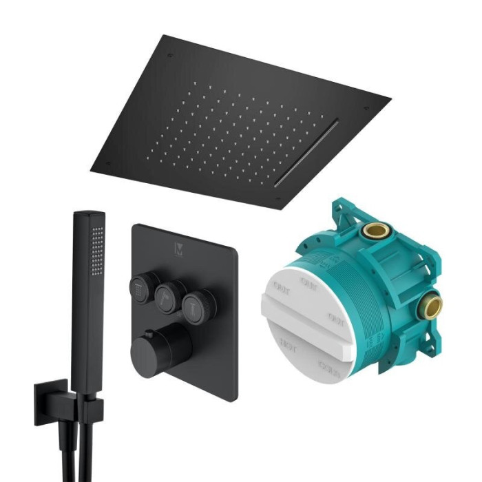 Built-in thermostatic shower set MARINER Eden C set, Matt Black