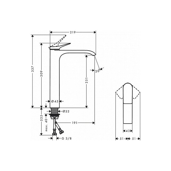 Käesurve segisti HANSGROHE Vivenis 250, 75042000