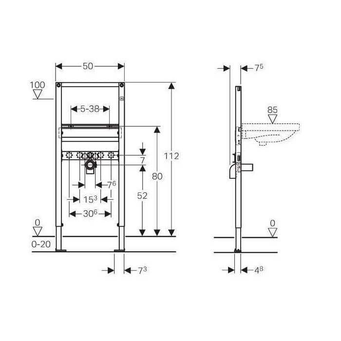 Встраиваемая рама для раковины GEBERIT Duofix Sigma, 111.430.00.1