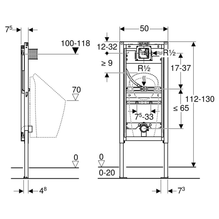 Geberit Duofix 111.676.00.1 concealed frame for urinal