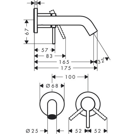 Built-in sink mixer HANSGROHE Tecturis S 165 mm, chrome, 73350000