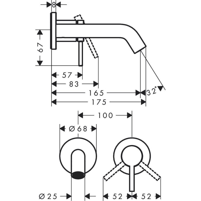 Potikendus segisti kraanikausile HANSGROHE Tecturis S 165 mm, kroom, 73350000