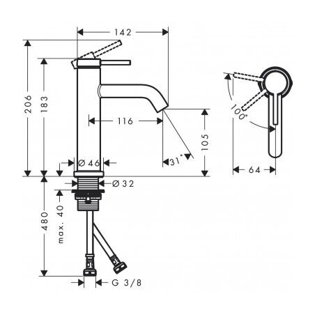 Käesegisti HANSGROHE Tecturis S 110, 73312000
