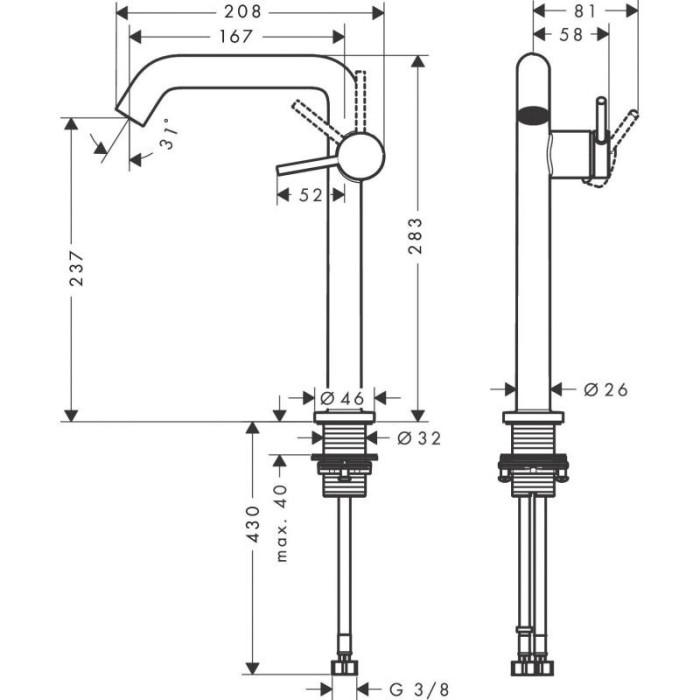 HANSGROHE Tecturis S 240 basin mixer, 73370700