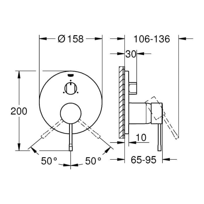 GROHE Essence built-in bath-shower mixer 3 outlets, chrome, 24169001