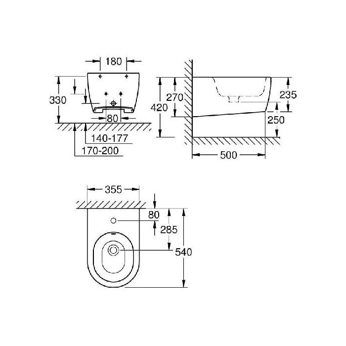 Rippuv bidé GROHE Essence, 3957400H