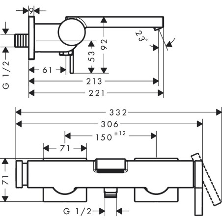 Смеситель для ванной HANSGROHE Tecturis E, 73420670