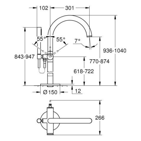 GROHE Atrio floor-mounted bath mixer, 24368DC0