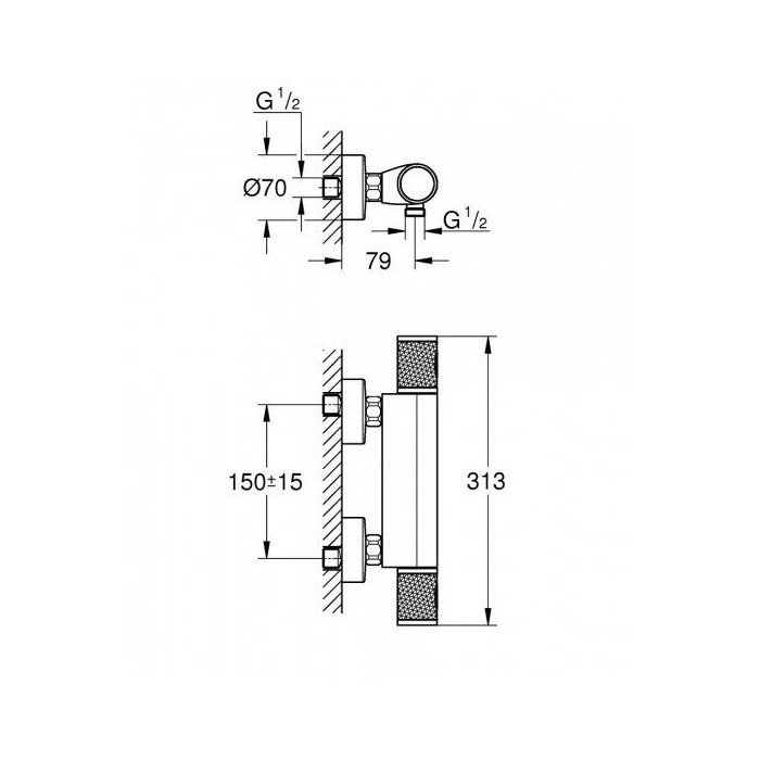 Termostaatiline segisti dušiga 92 cm GROHE Grohtherm 1000 Performance, 34835000