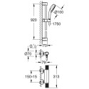 Thermostatic mixer shower with a 92 cm GROHE Grohtherm 1000 Performance, 34835000