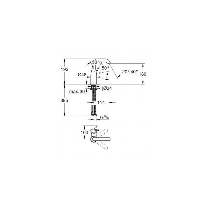 Смеситель для раковины GROHE Essence M, 24176KF1
