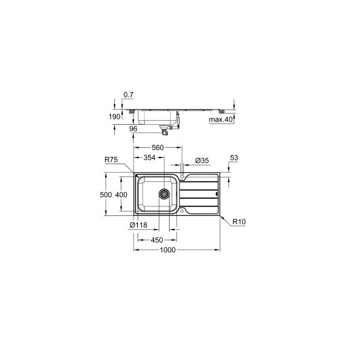 GROHE K500 stainless steel sink, 31563SD1