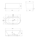 Acrylic freestanding bathtub AQUALINE Tibera L 150 x 75 cm, left E1046