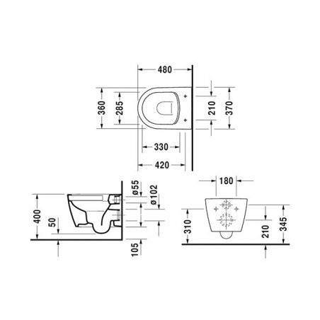 Подвесной унитаз DURAVIT Me by Starck Compact Rimless с крышкой Soft close, 45300900A1