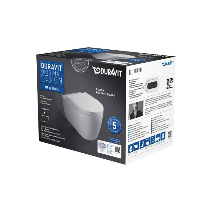 Hanging toilet DURAVIT Me by Starck Compact Rimless with Soft close lid, 45300900A1