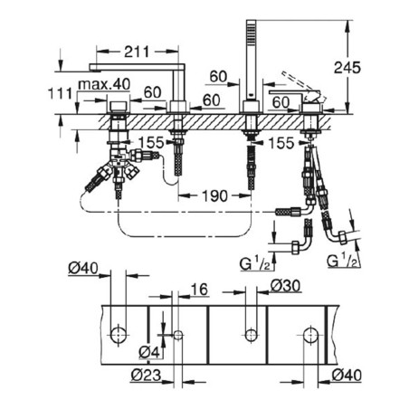 4-os osade segisti vannikomplektid GROHE Plus, 29307003