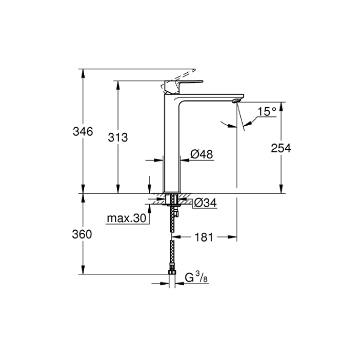 Смеситель для раковины GROHE Lineare XL, суперсталь, 23405DC1