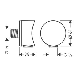 Vee väljavõte potiseinale dušile HANSGROHE FixFit, poleeritud kuldne optika, 26453990