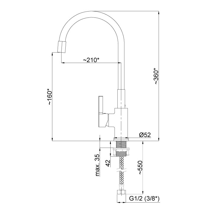 Mixer kitchen faucet RUBINETA Flexy-33 (BK), FL30068