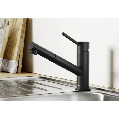 Kitchen (sink) faucet with pull-out hose BLANCO Kano-S, black-matt