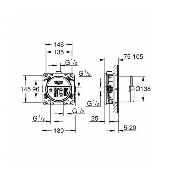 Potikend termostaatiline dušikomplekt GROHE Grohtherm SmartControl Rainshower SmartActive 310, 34863KF0