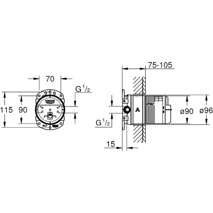 Built-in thermostatic shower set GROHE Grohtherm SmartControl Rainshower Mono 310 Cube, 34865KF0