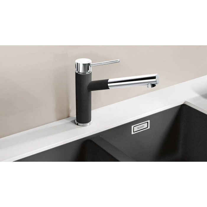 Kitchen (sink) faucet with pull-out hose BLANCO Linee-S, anthracite / chrome