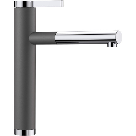 Kitchen (sink) faucet with pull-out hose BLANCO Linee-S, stone gray / chrome