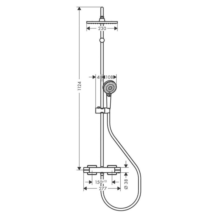 Thermostatic shower system HANSGROHE Vernis Shape 230, chrome, 26286000