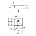 Komposiitne kraanikauss GROHE K700U 533x457 mm graniitmust, 31654AP0