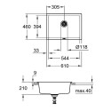 Композитная мойка GROHE K700U 610x460 мм гранит черный, 31655AP0