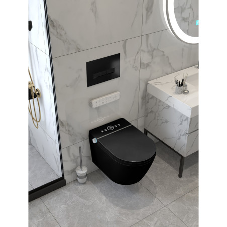 Hanging toilet with bidet function Rimless with seat and lid