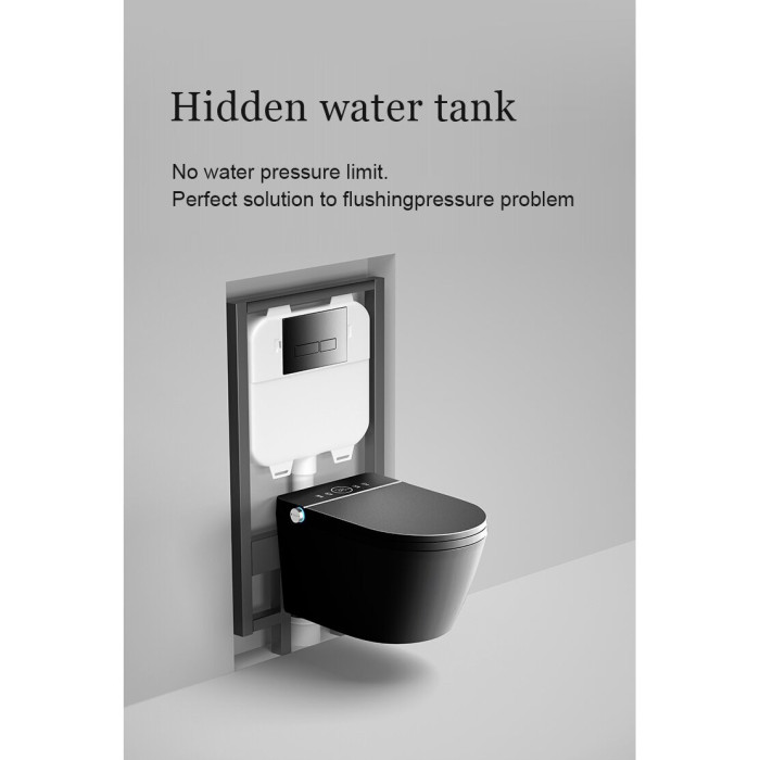 Hanging toilet with bidet function Rimless with seat and lid
