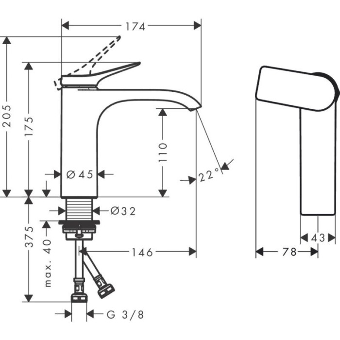Kätevannasegisti HANSGROHE Vivenis 110, 75024670