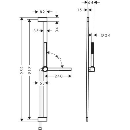 Shower stand sets HANSGROHE Pulsify S 952 mm 1jet EcoSmart, 24382670