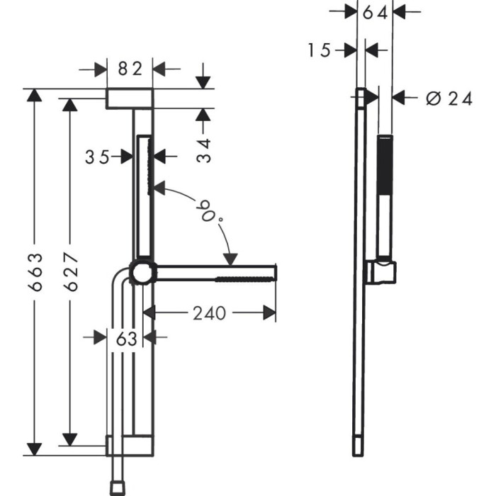 Dušikapi komplektid HANSGROHE Pulsify S 663 mm 1jet EcoSmart, 24372670