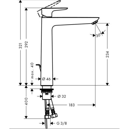 Washbasin mixer with bottom valve HANSGROHE Talis E 240, 71716990