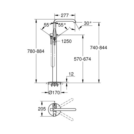 GROHE Essence floor-mounted bath mixer, 25248AL1