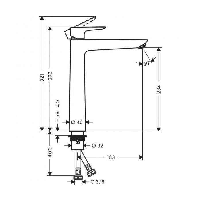 Смеситель для раковины HANSGROHE Talis E 240, 71717140