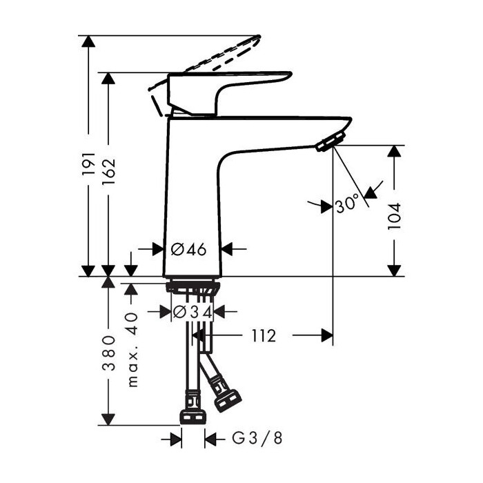 HANSGROHE Talis E 110 Basin Mixer, 71712670