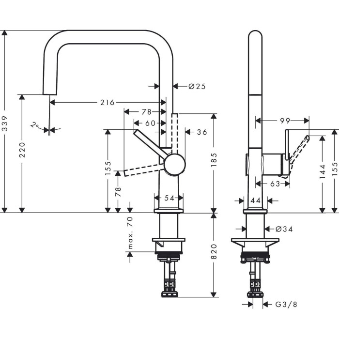 Смеситель для кухни (раковины) HANSGROHE Talis M54, 72806000