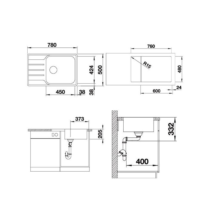 Roostevabast terasest kraanikauss BLANCO Lemis XL 6S-IF Compact, 525111