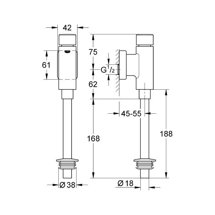 Механизм слива воды для писсуара GROHE Rondo