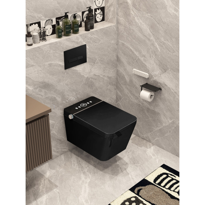 Hanging toilet with bidet function Rimless with seat and cover 800