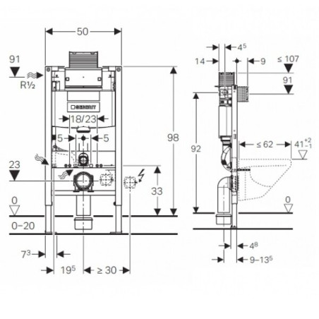Potinkinis WC raami komplektid GEBERIT Duofix Omega 12, 111030001