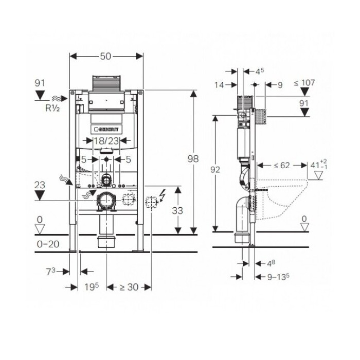 Potinkinis WC raami komplektid GEBERIT Duofix Omega 12, 111030001