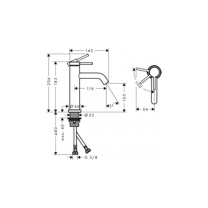 Смеситель для раковины HANSGROHE Tecturis S 110 CoolStart, 73312140