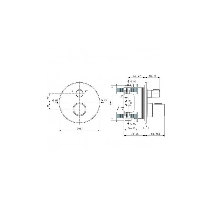 Termostaatiline osa IDEAL STANDARD CeraTherm, A5814XG