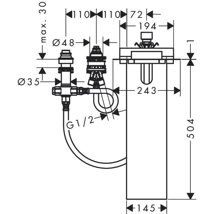 Paigalduskomplekt Basic Set 3 auguga vannisegisti HANSGROHE 13481180