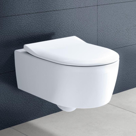 Подвесной унитаз VILLEROY & BOCH Avento DirectFlush с крышкой с мягким закрыванием, покрытие Ceramic Plus, 5656RSR1